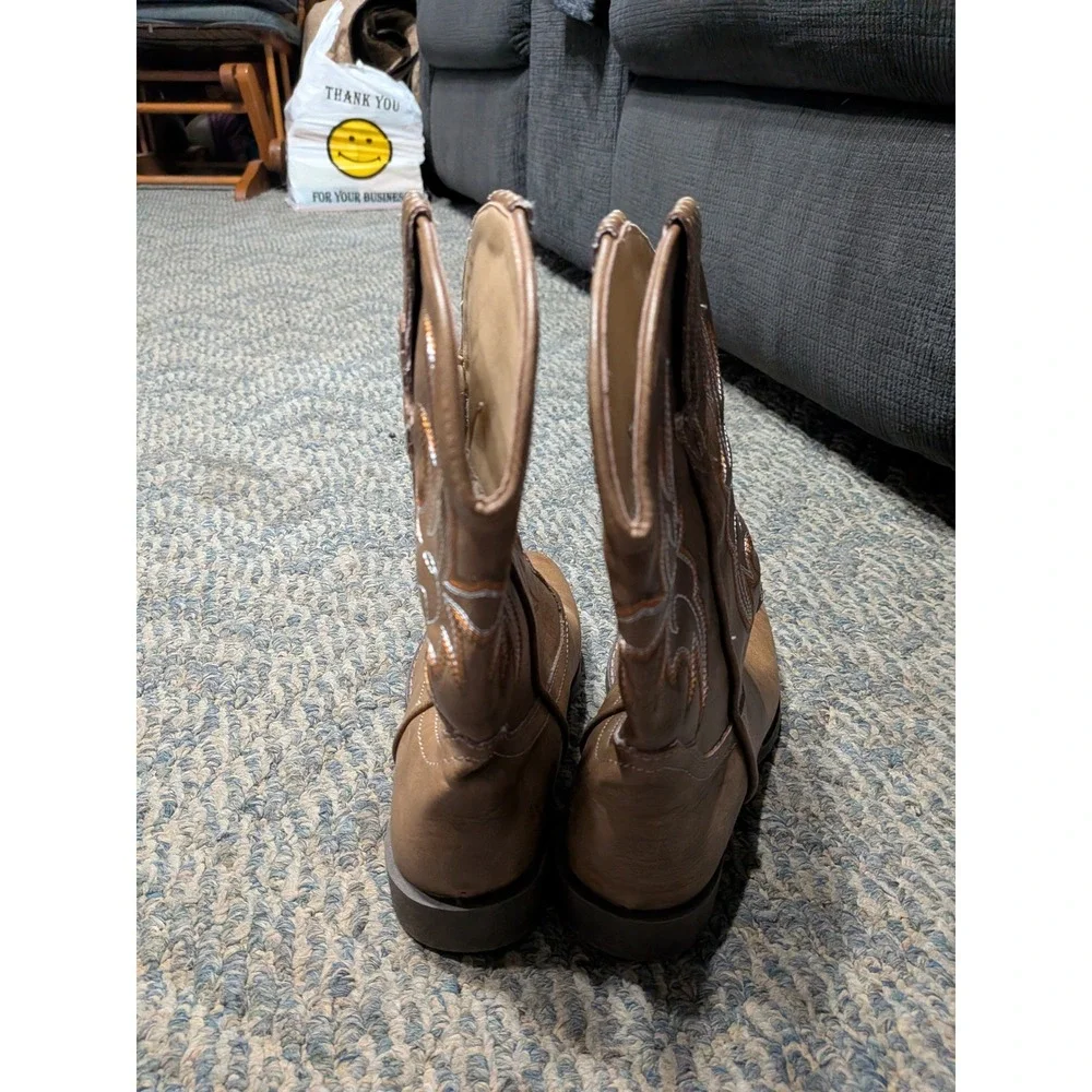 Silver Canyon Little Kid Tan Western Cowboy Boots Square Toe Size 3 018-1237-001